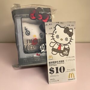 HELLO KITTY McDonalds Plush Charm Kitty@Messenger Series 2008 NWT I'M BUSY!